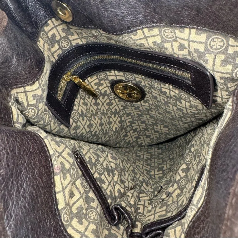 Tory Burch Dark Brown Fringed Leather Suede
Hobo Bag - Image 5