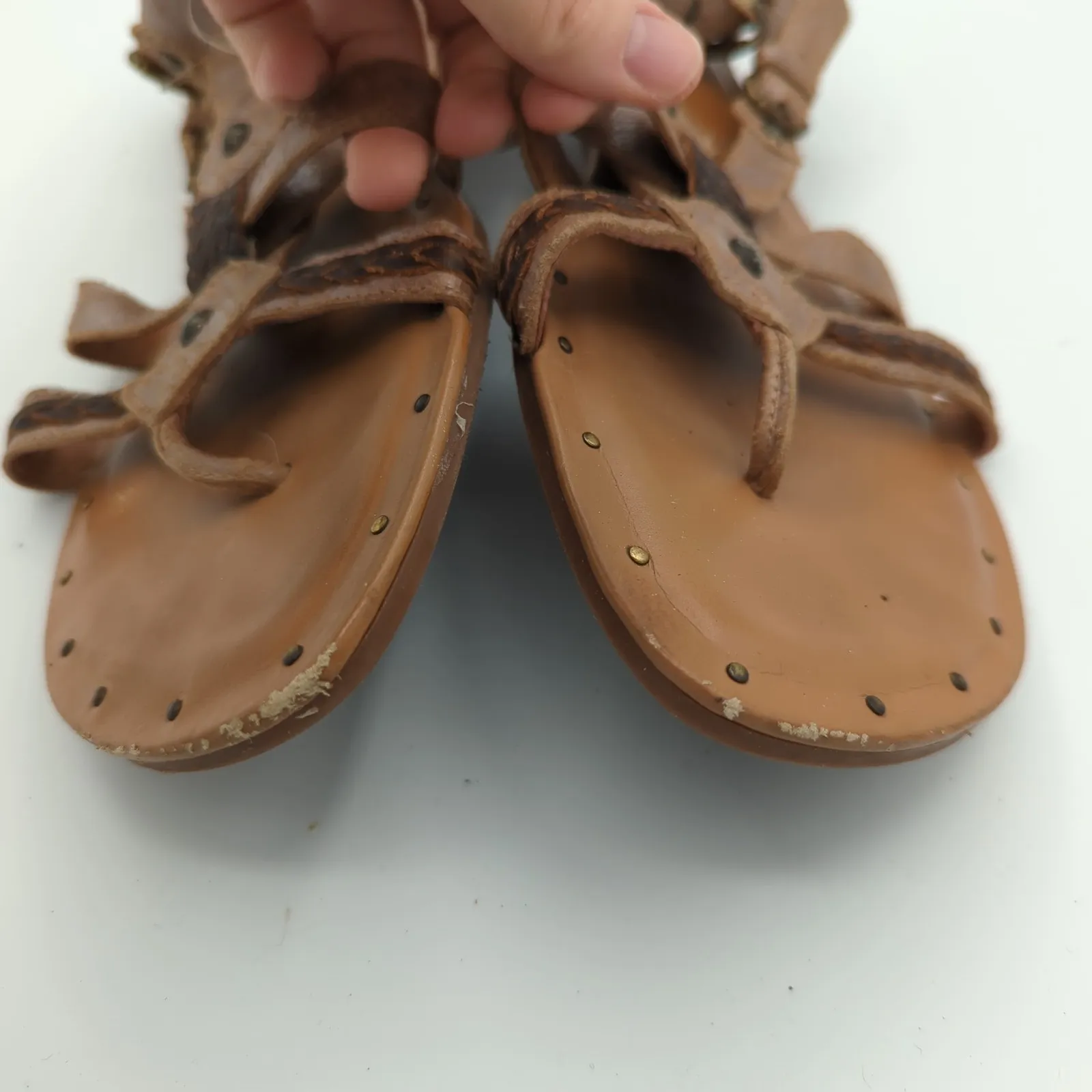 Ariat Women Brown Leather Gladiator Strappy Sandals Flat Size 11B Western Casual - Image 9