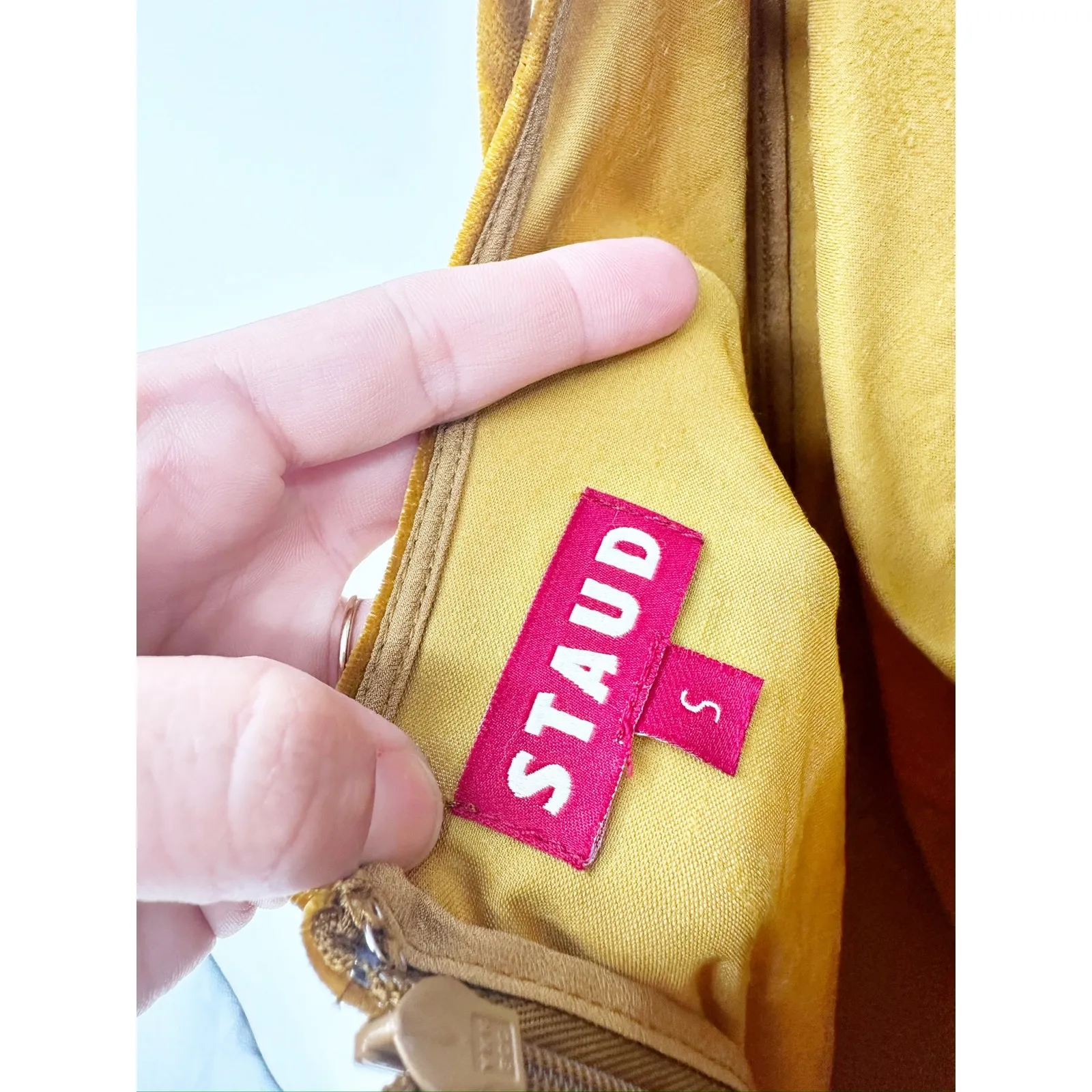 Staud Bellamy Stretch Velvet Sleeveless Strappy Caramel Midi Dress Size S NWT - Image 4