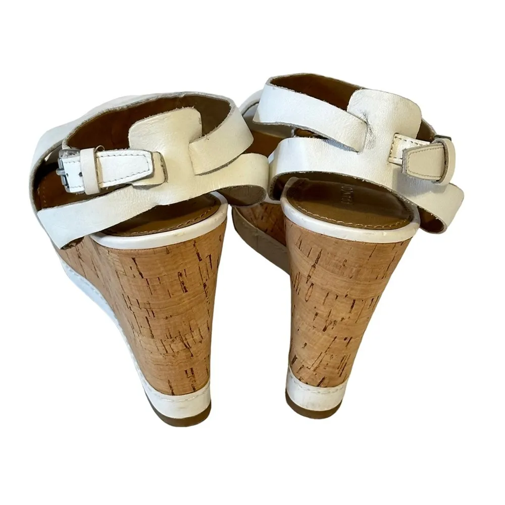 Franco‎ Sarto White Serenity Cork Wedge Heels Size 7.5M - Image 3