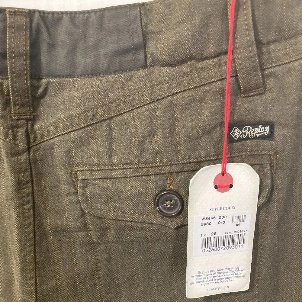 Replay women's size 28 belt fastened high waist deluxe taper pant 27x31 hi rise Brown - Image 4