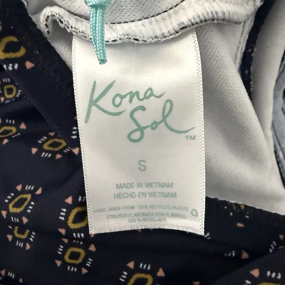 Kona Sol Key Hole Blue Gold Summer Beach High Neck Tankini Top Size S (4-6) NEW! - Image 8