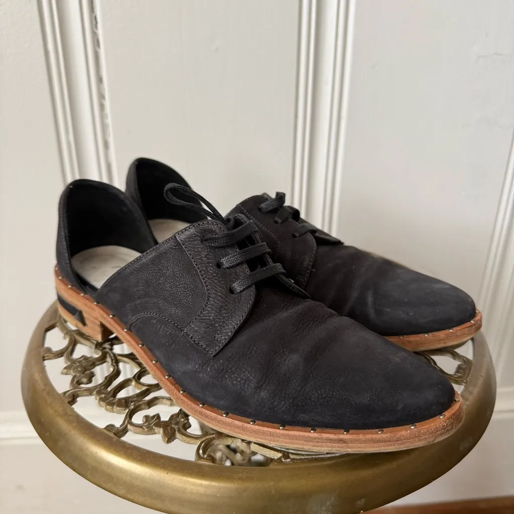 Frēda Salvador Wit d'Orsay Derby Black Suede Shoes Size 6.5 - Image 5