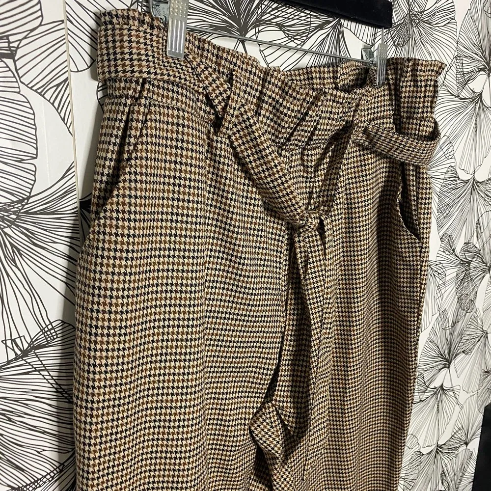 SO Brown Houndstooth High-Rise Paperbag Tapered Leg Pants Juniors Size XL - Image 7