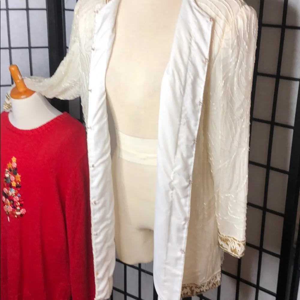 Vintage Brilliante By J.A beaded and pearl Blazer White Size undefined - Image 3