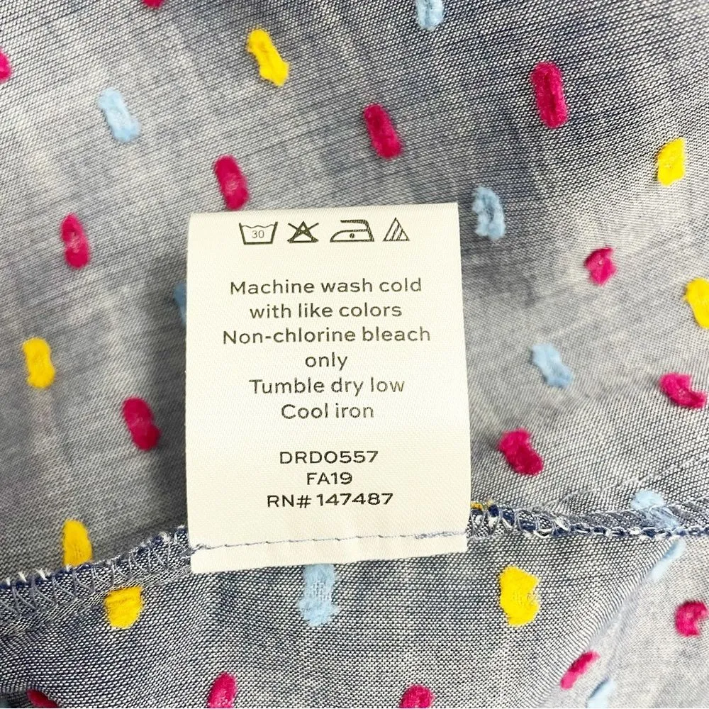 Draper James Embroidered Dot Chambray Denim Wrap Midi Dress Women’s Size 14 - Image 13