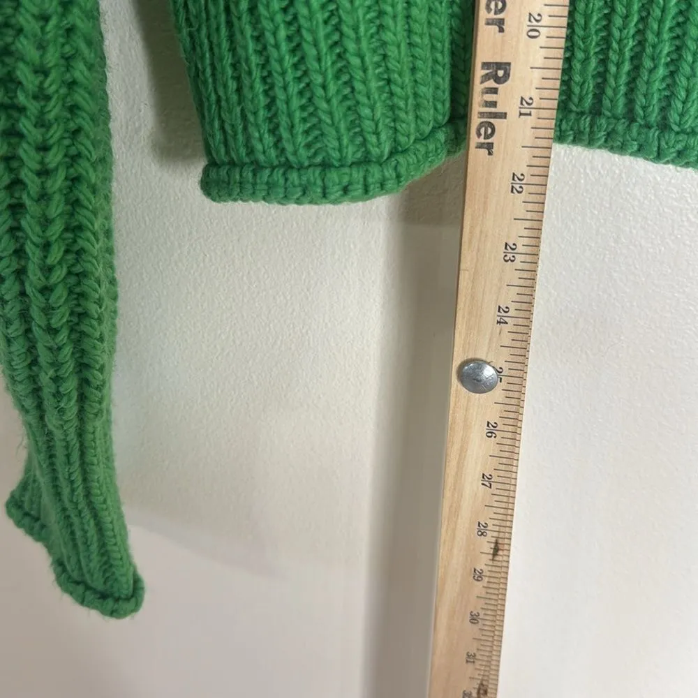 H&M ladies pullover cropped chunky knit vibrate green cozy sweater size small - Image 9