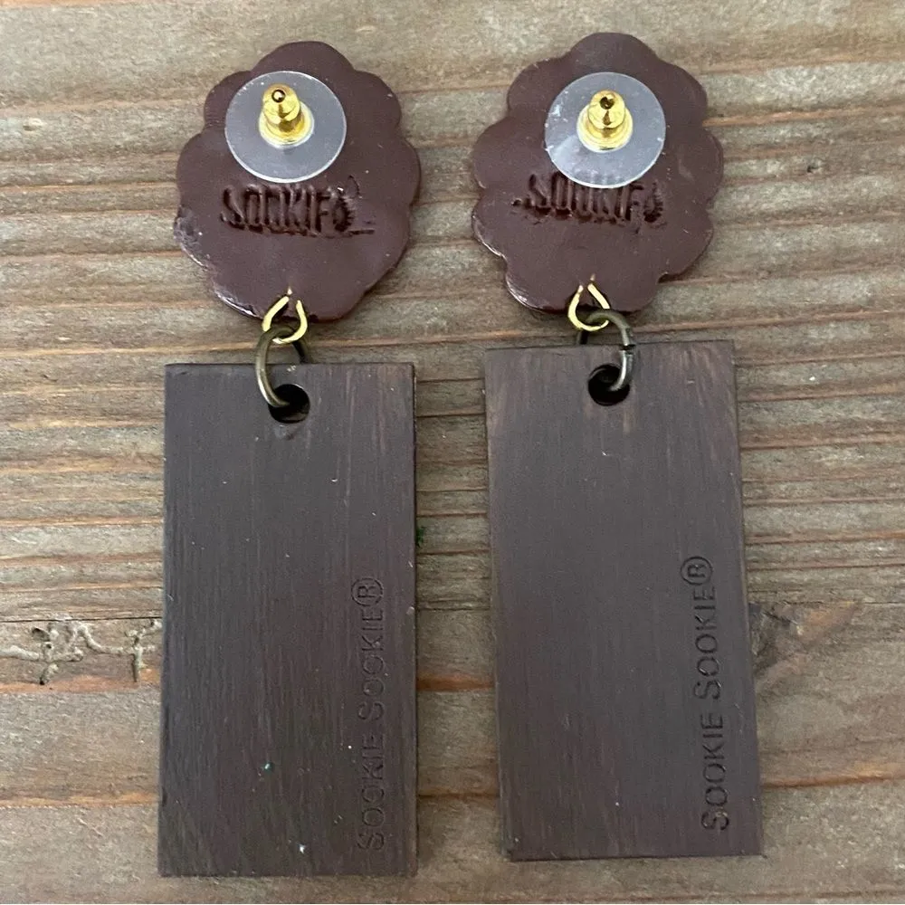 NEW Sookie Sookie Artist Made 70s Retro Disco Boho Earrings Pink - Image 5