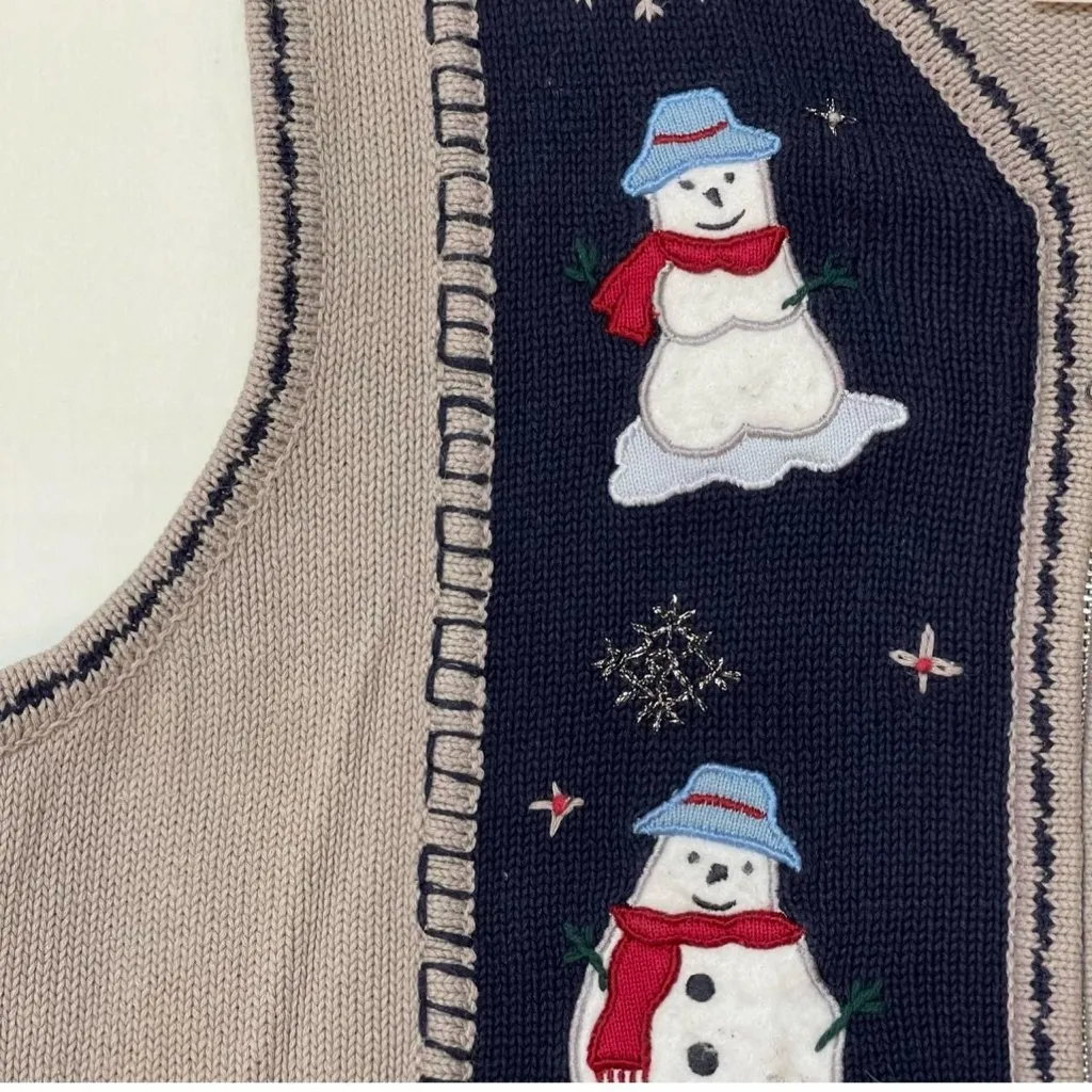 Northern Reflections  Navy and Cream Snowman Vest - Image 2