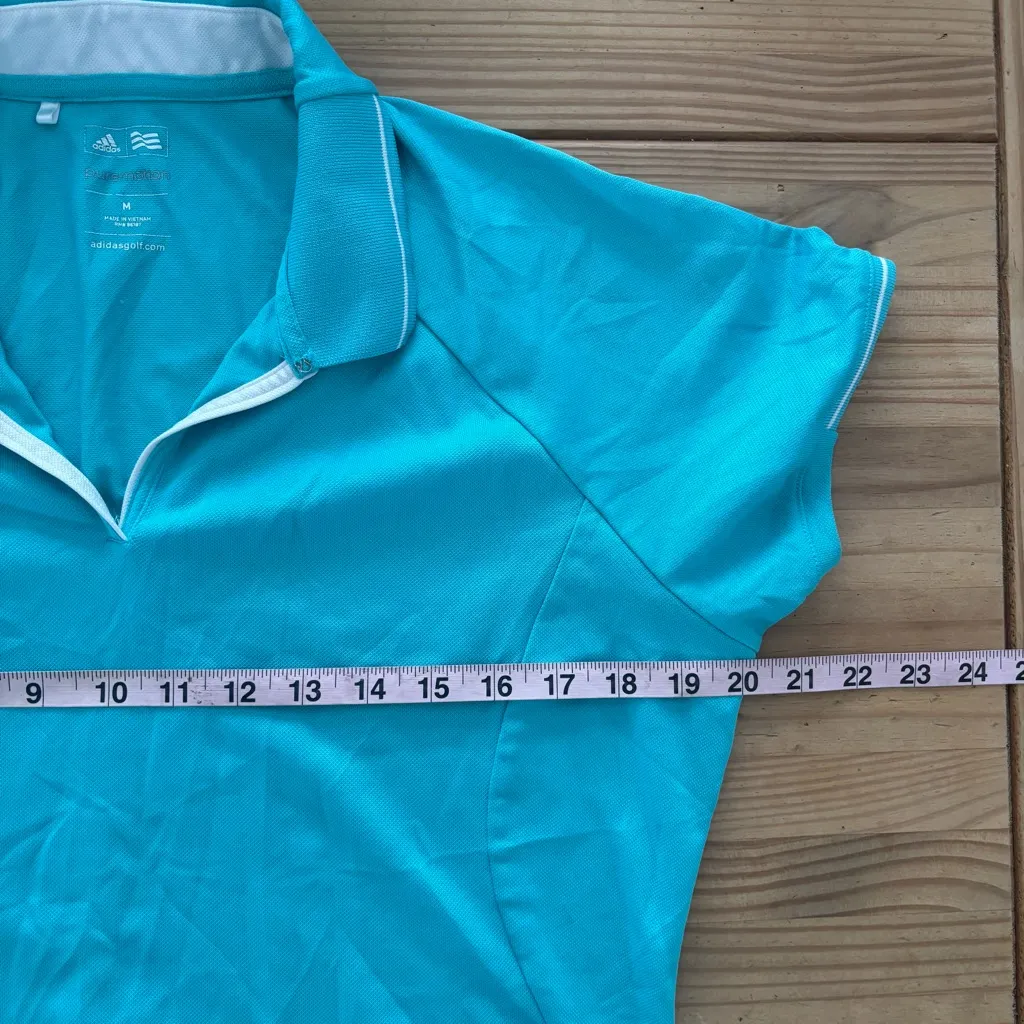 Adidas Women's Teal Short Sleeve Polo - Image 9