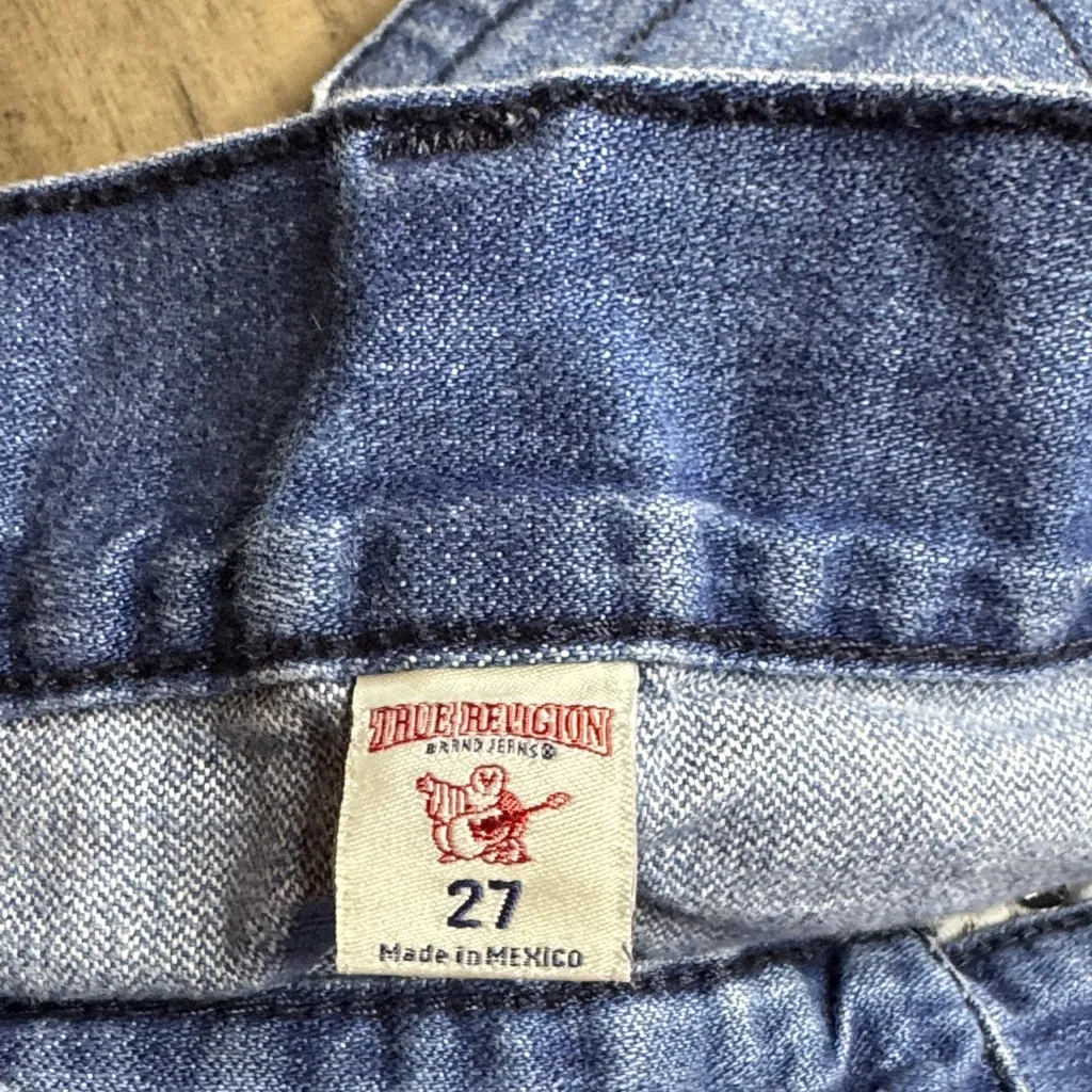 True Religion Medium Blue Cuffed Denim Straight Leg Jeans - Image 2