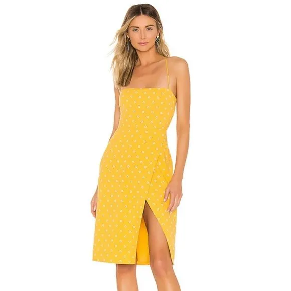 NWT Majorelle Yellow Daisy Lace Up Midi Dress - XXS - Image 11