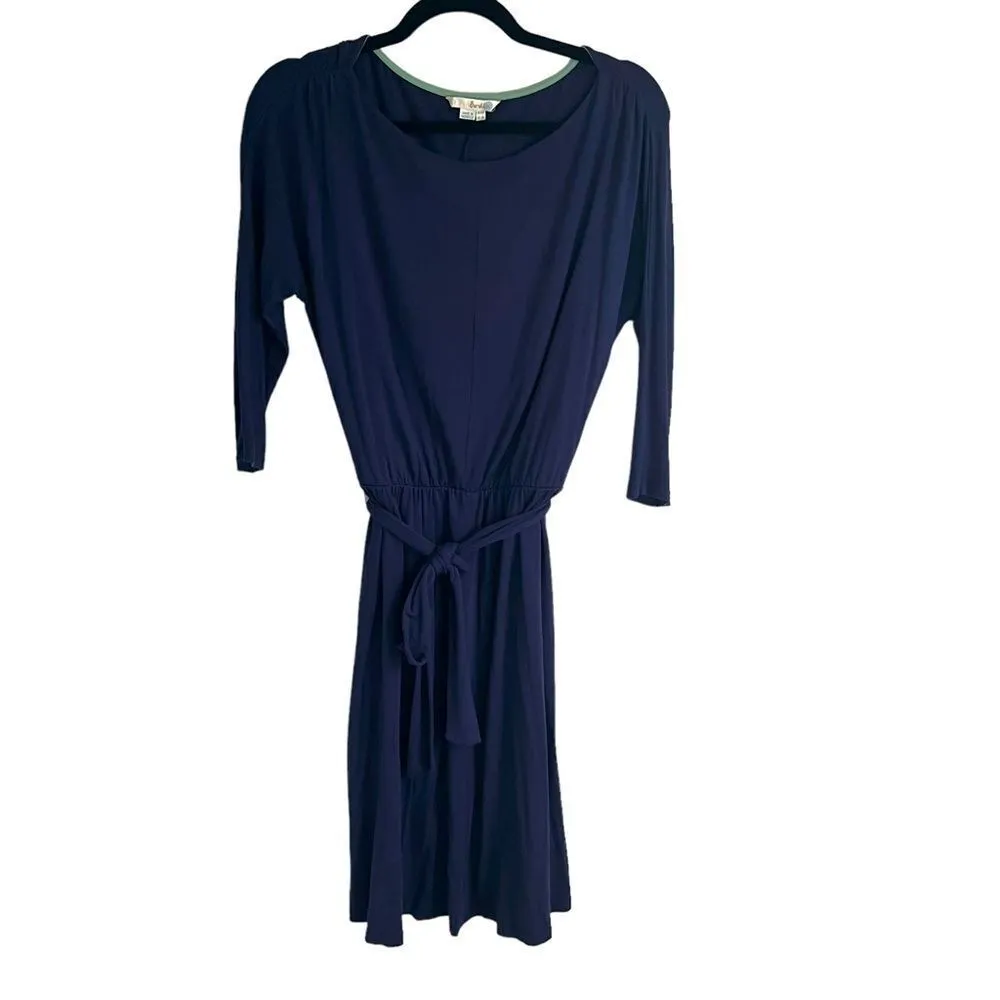 Boden Erica Navy Quarter Sleeve Waist Tie Belted Dress 6 Blue - Image 2