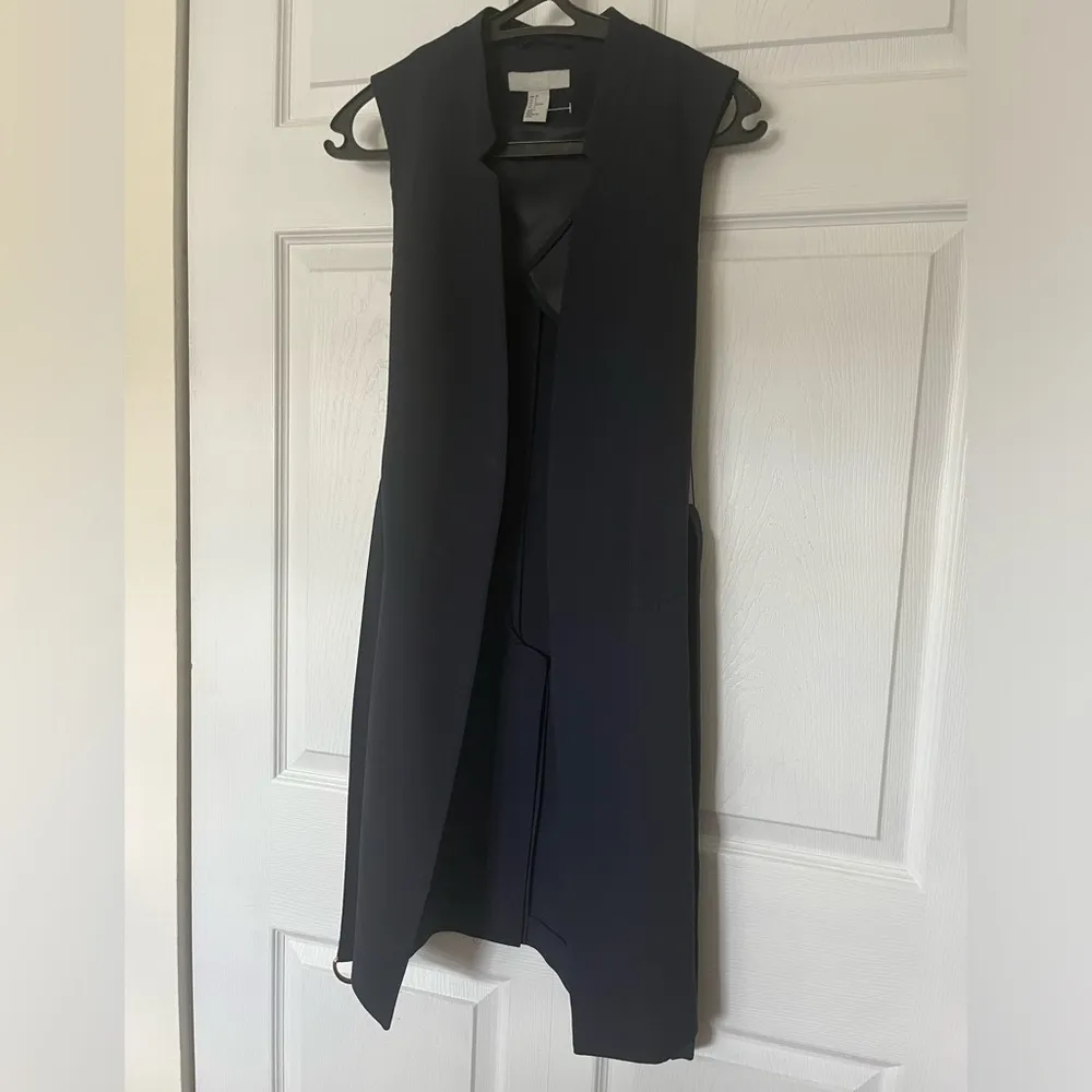 H&M | Long Coat Style Vest Navy Blue Size 2 - Image 9