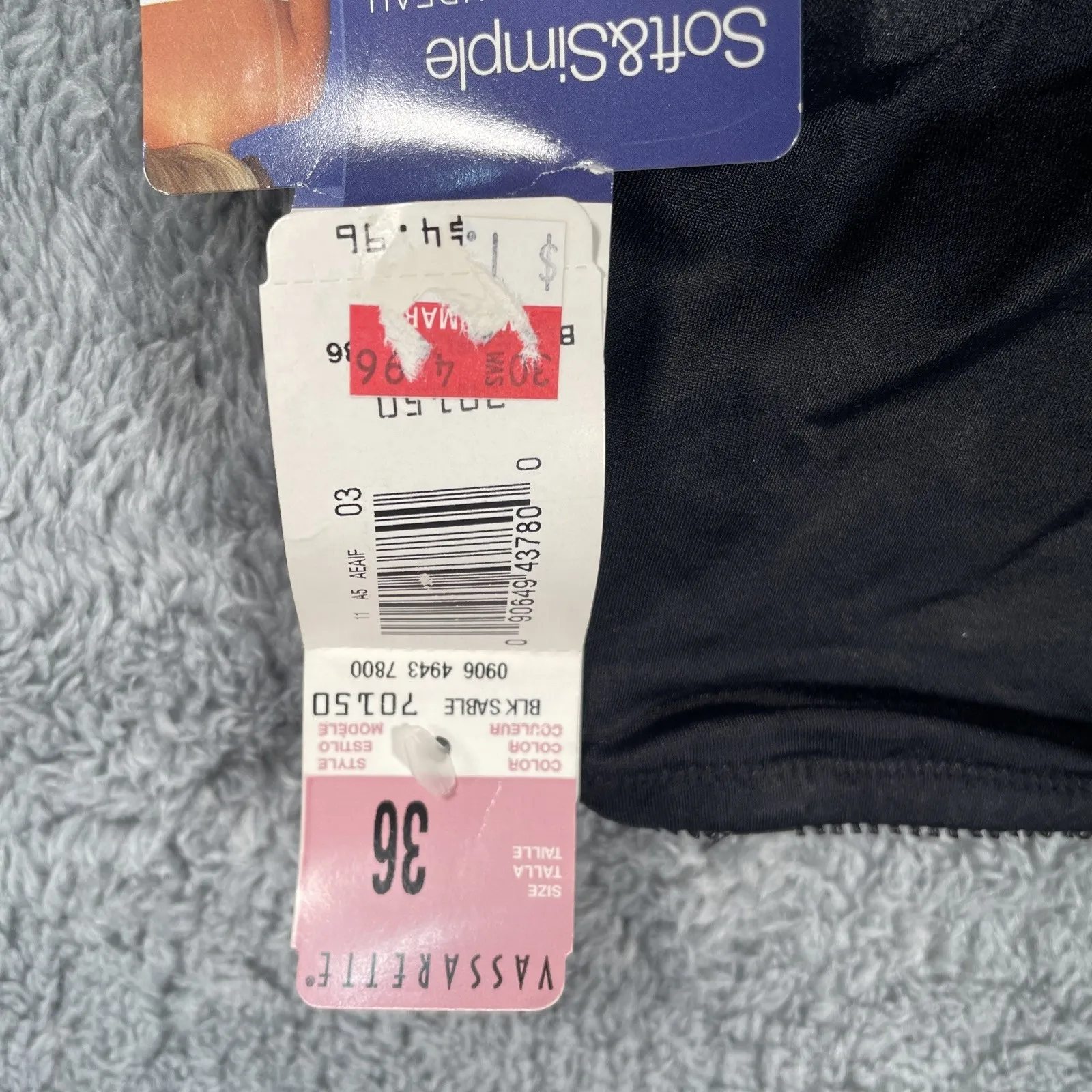 Vintage Vassarette Lace Sheer Black Strapless Bandeau Bra Sexy 36C Gel Strap NOS - Image 5