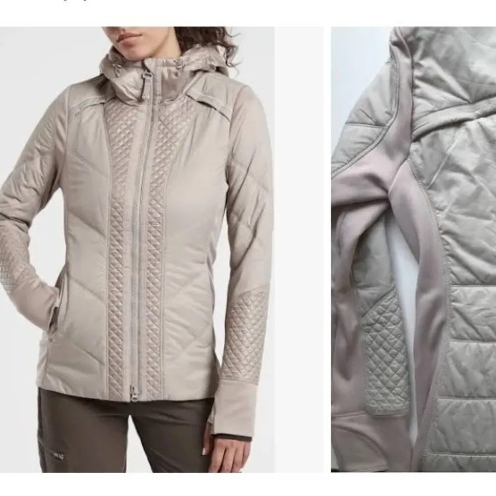 Athleta Tan Rock Ridge Primaloft Quilted zip Close Long Sleeve Coat Jacket S - Image 4