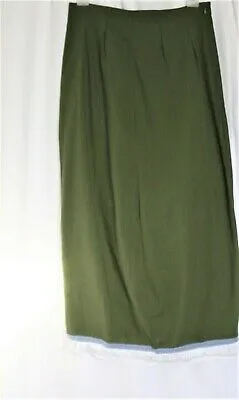 Womens Size XS Green 100% Cotton Skirt with Faux Button Detail & Fringes Blue Border Modest Hebrew Customs - Image 2