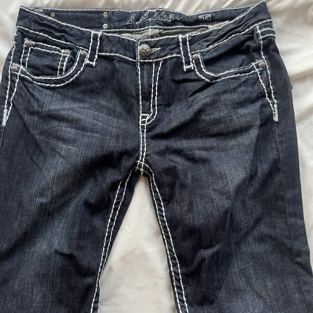 LA Idol Women's Blue Embellished Denim Jeans Size 15 Waist:36x34 in Western USA - Image 5