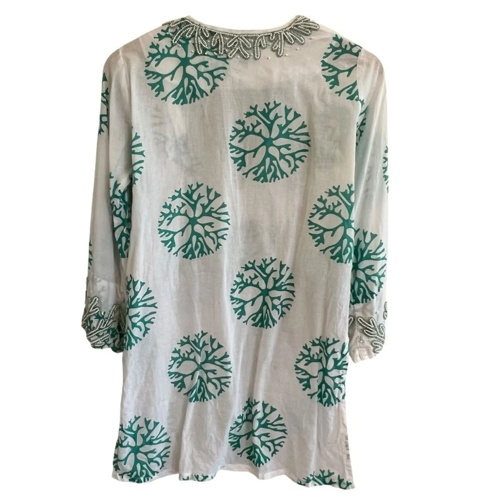 Barbara Gerwit Womens Beaded Swim Coverup Size XS Resort Beach Vacation Coastal White - Image 3