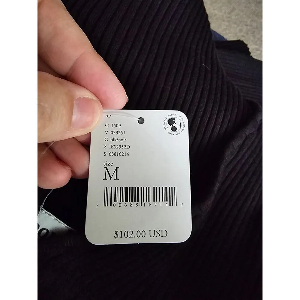 Anthropologie En Saison Fitted Maxime Midi Dress Puff Sleeves Black Size Medium - Image 8