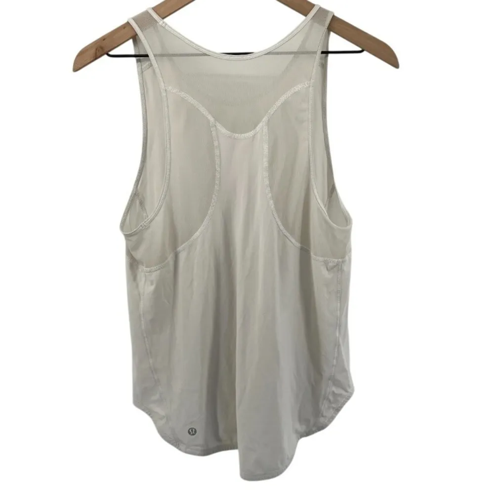 Lululemon Women 8 Sculp Tank II White Athleisure Running Tank Top Mesh *READ - Image 3