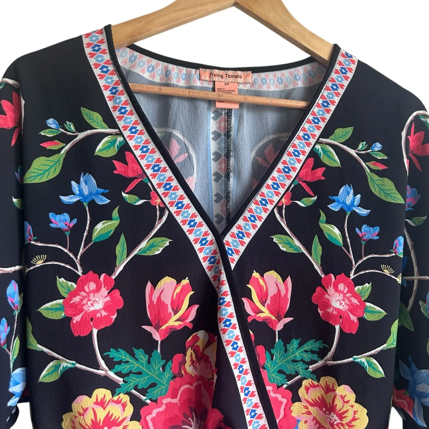 Flying Tomatoes Women Cropped Top‎ XS Floral Wrap Front Artsy Boho Cottagecore - Image 8