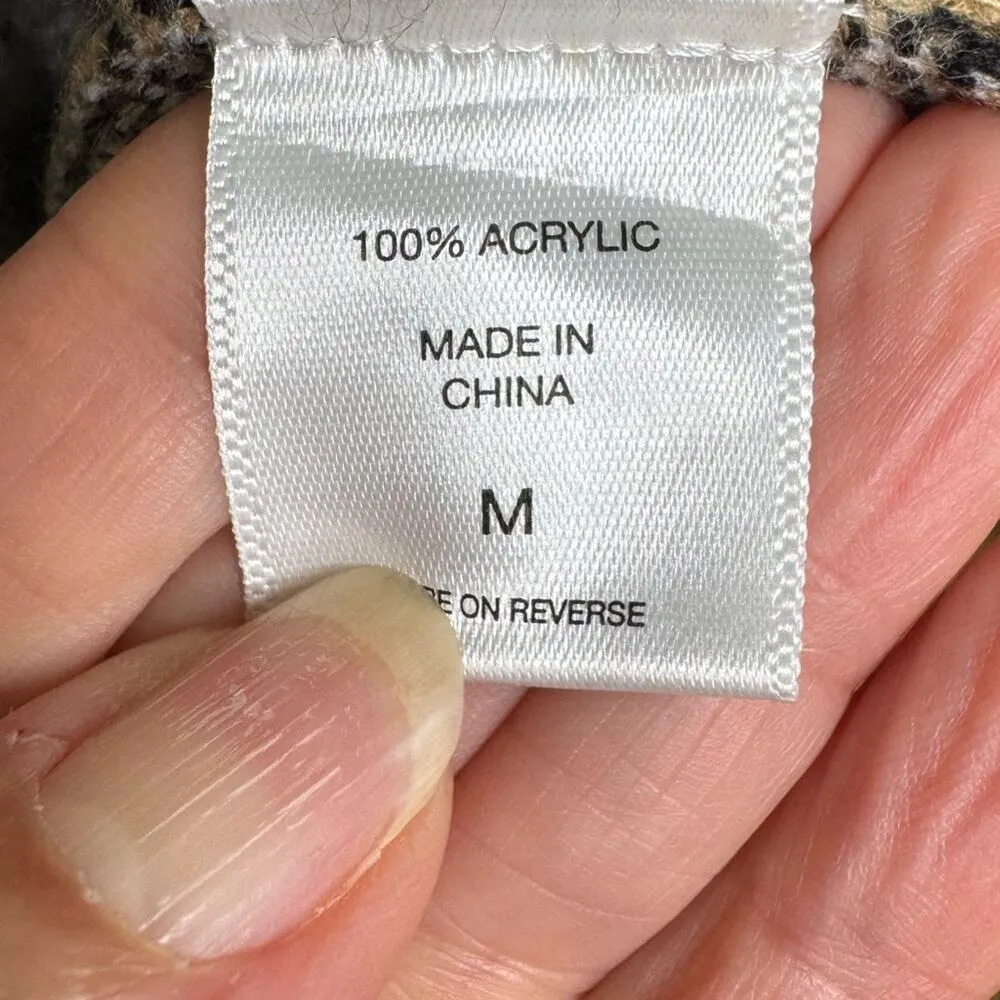 New York & Company Leopard Animal Print Longline Open Cardigan Sweater Size M Black Size M - Image 9