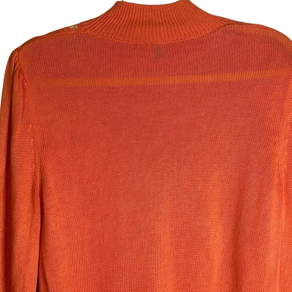 Free‎ People Time After Time Mock Neck Linen Rayon Sweater Small Coral Orange - Image 8