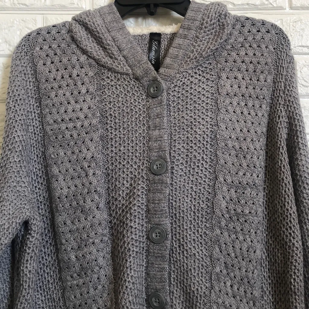 Sherpa-Lined Hooded button down Cardigan‎ women’s size xxl - Image 3
