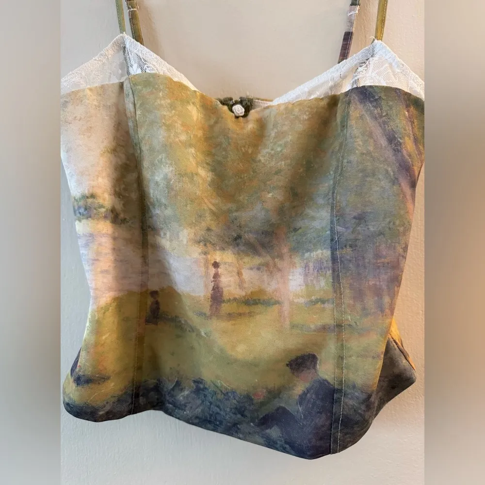 EDIKTED Picture Perfect Lace Bra Top with famous George Seurat painting medium - Image 8