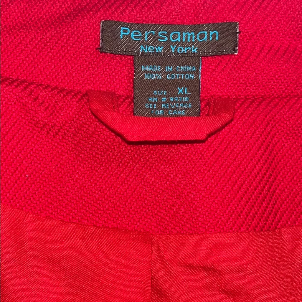 Persaman New York Red Twill Weave Cape Cropped Jacket Size XL - Image 6