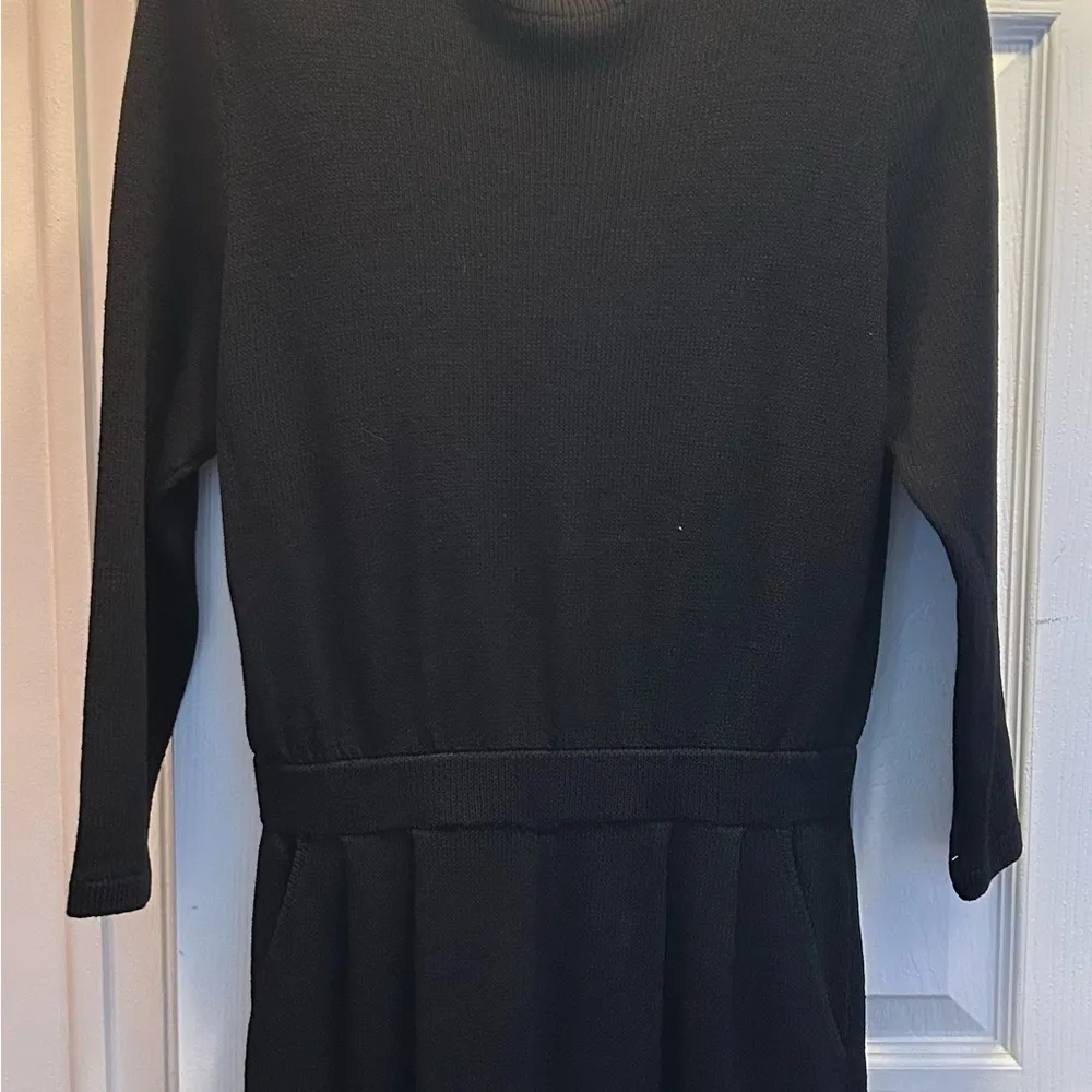 Vintage St. John 8/M Santana Knit Black Jumpsuit Long Sleeve Women Pockets - Image 2