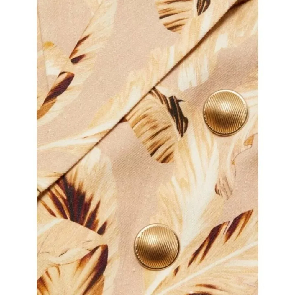 💕L'AGENCE Brooke Double Breasted Crop Blazer Honey Multi Tonal Palm Leaf 6 NWT - Image 10