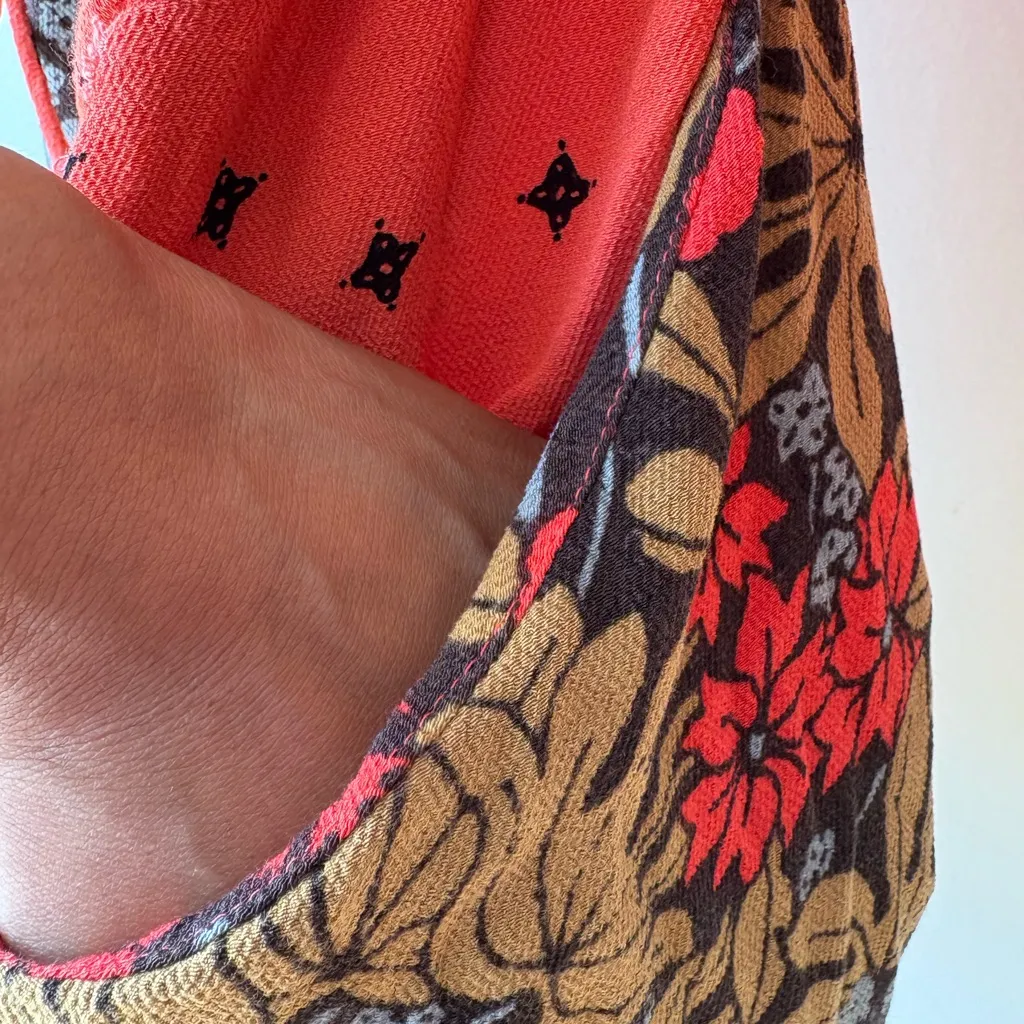 Free People Red and Black Floral Long Sleeve Dress - Image 7