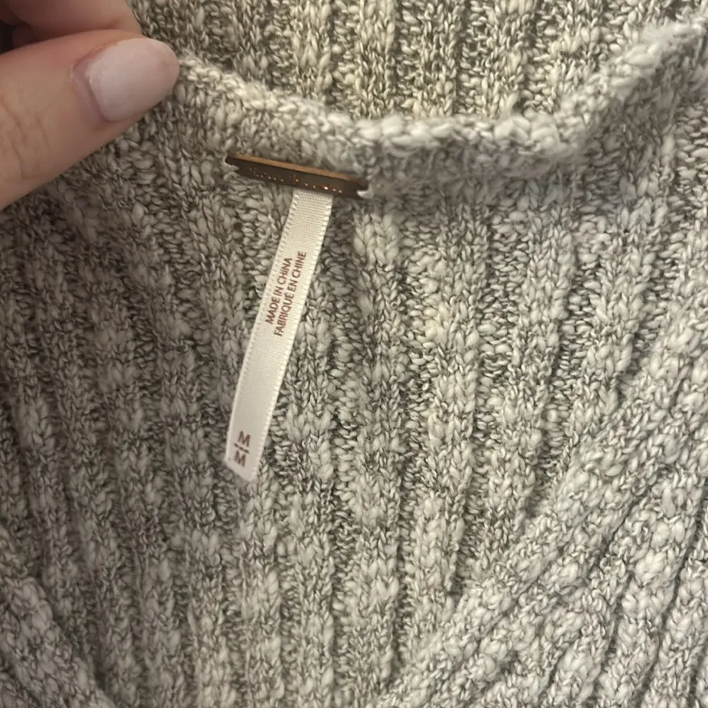 Free People Oatmeal Tan Long Knit Duster Boho Marled Cardigan Sweater Size M - Image 4