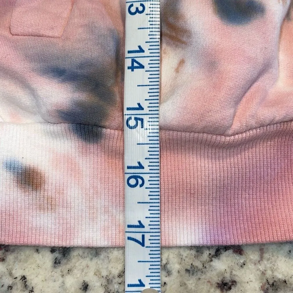 Young Fabulous & Broke Womens Full Zip Hoodie Cropped Medium‎ Pink Tie Dye - Image 8