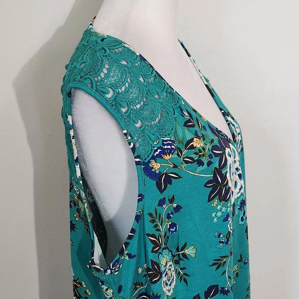 Daniel Rainn Blue Floral Blouse NWT Size 1X Plus Size Turquoise Blue Blouse - Image 3