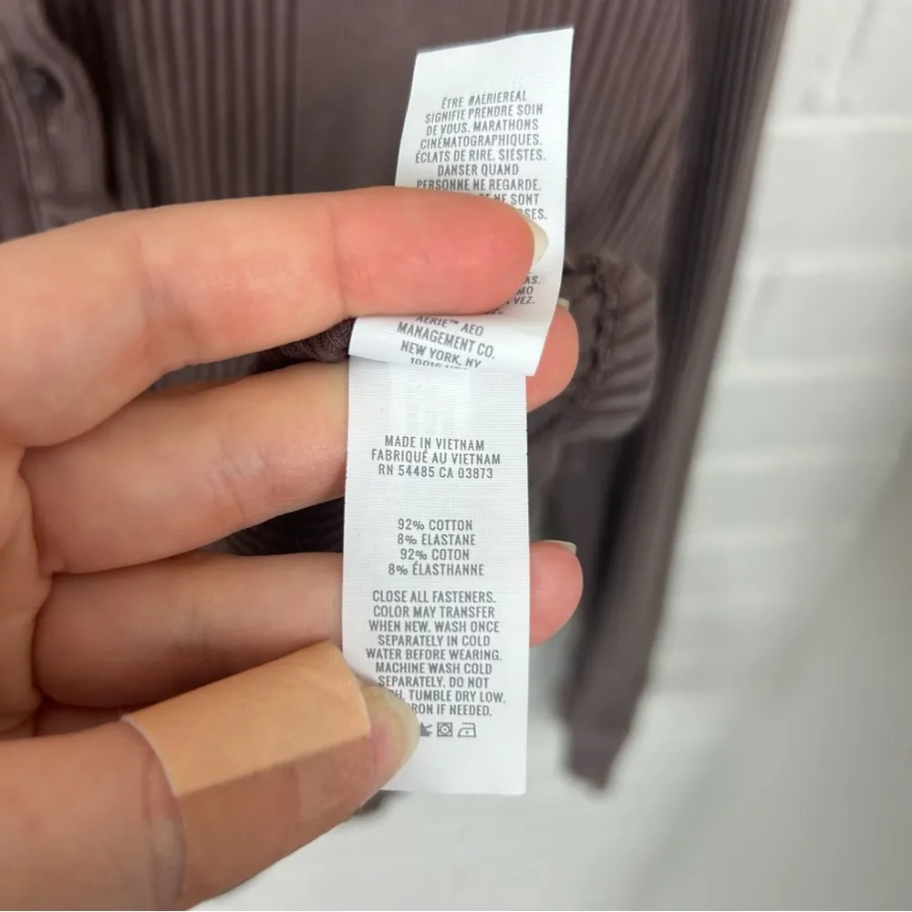 Aerie Road Trip Long Sleeve Henley Ribbed Top Size XL - Image 9