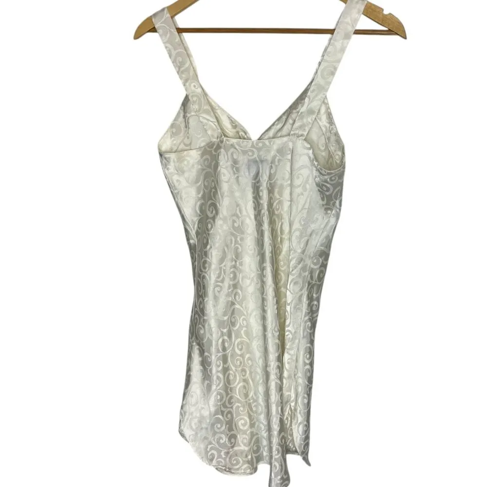 Vintage Women's Size Small Petite Intimate Satin Lingerie Slip Ivory Swirl Bride - Image 3