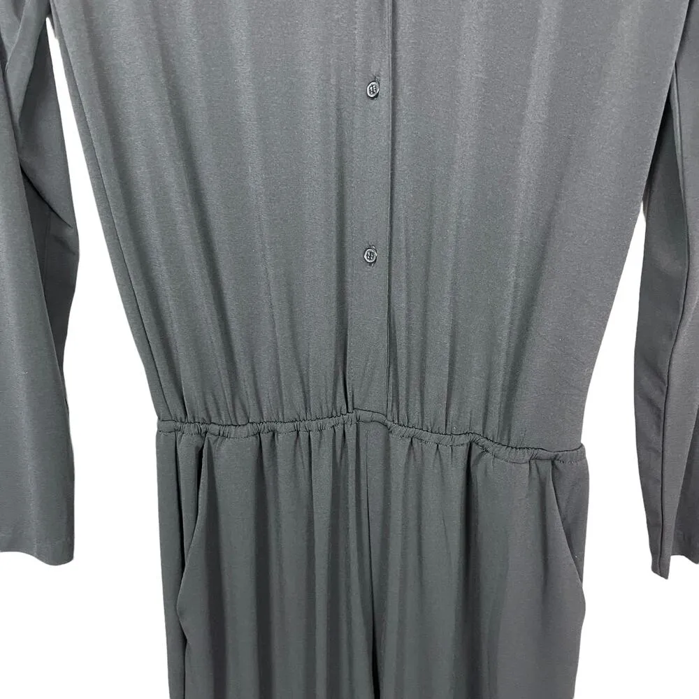 NEW H by Halston Charcoal Black Pant Jumpsuit with Lace Shoulder Size XS - Image 4