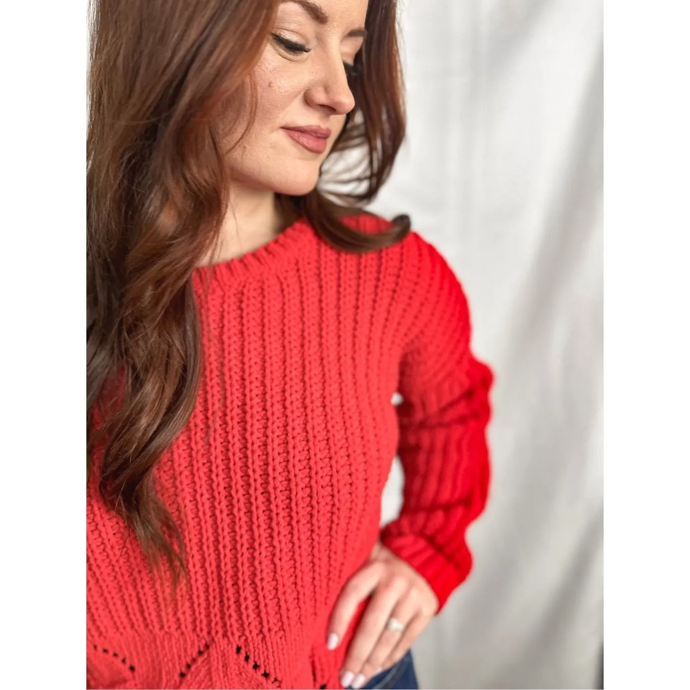 Francesca’s Chunky Red Knit Sweater - Image 8