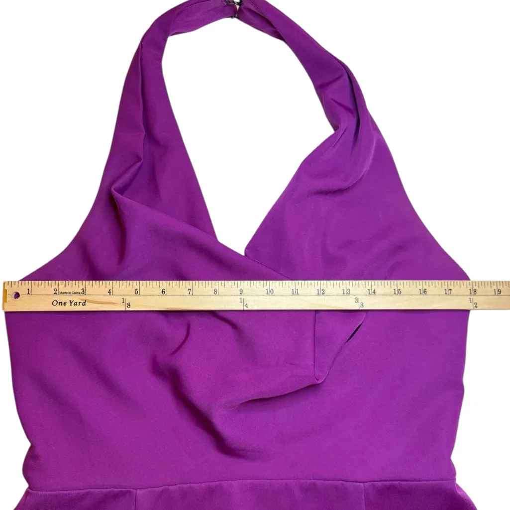 Harlyn Orchid Fit and Flare Halter Dress Plunging Drape Neckline Open Back XL Purple - Image 11