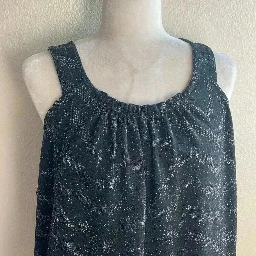 Anthropologie Shimmer‎ Black Silver Bubble Tank Blouse Carly Top S - Image 5