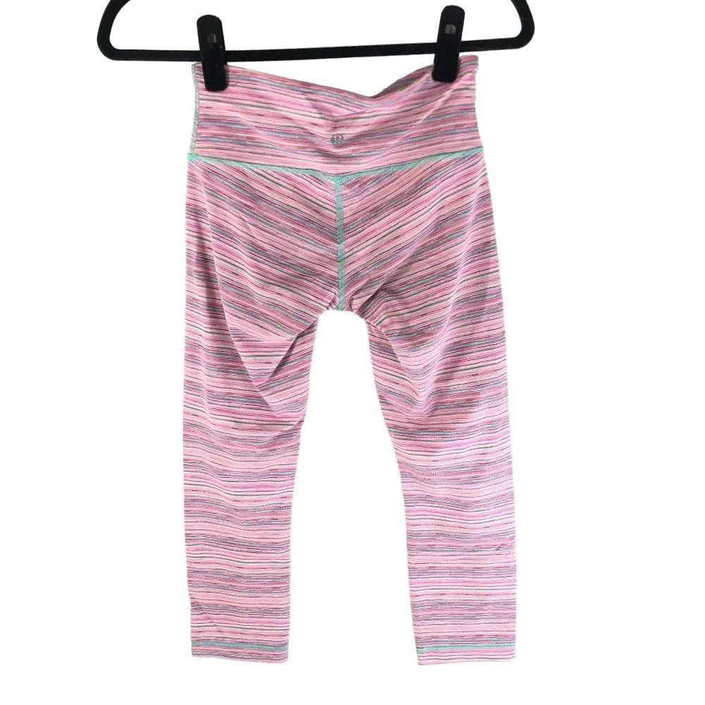 Lululemon Womens Wunder Under Crop Cyber Stripe Flash Light Menthol 4 - Image 2