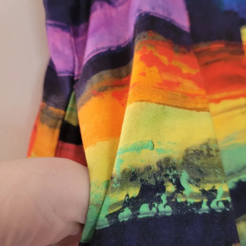 Milly of New York Neon Multi Color Pleated Skirt Orange Size 6 - Image 3