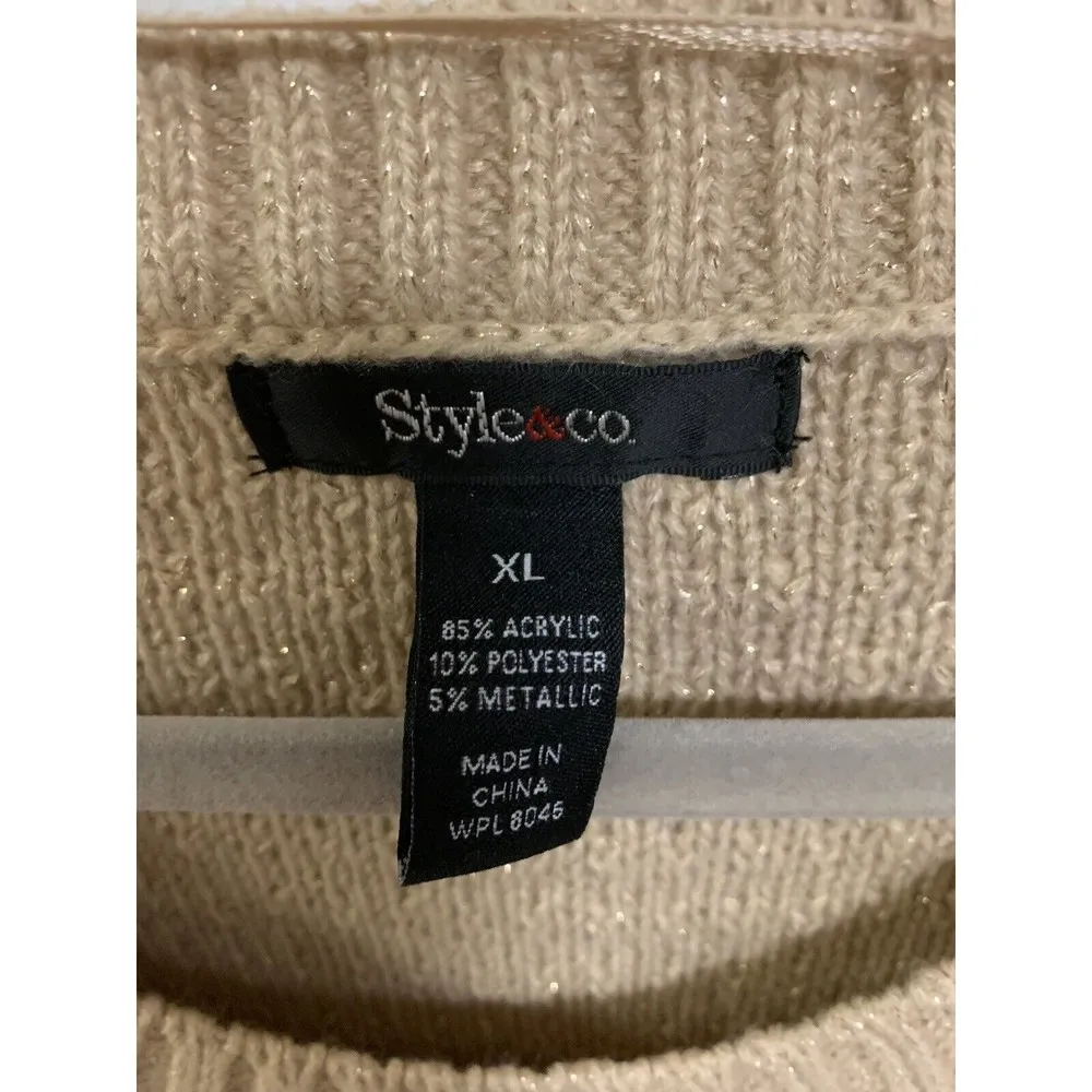 Style & Co XL Pull on Sweater Metallic Thread Accent Front Decorative Zippers - Image 9