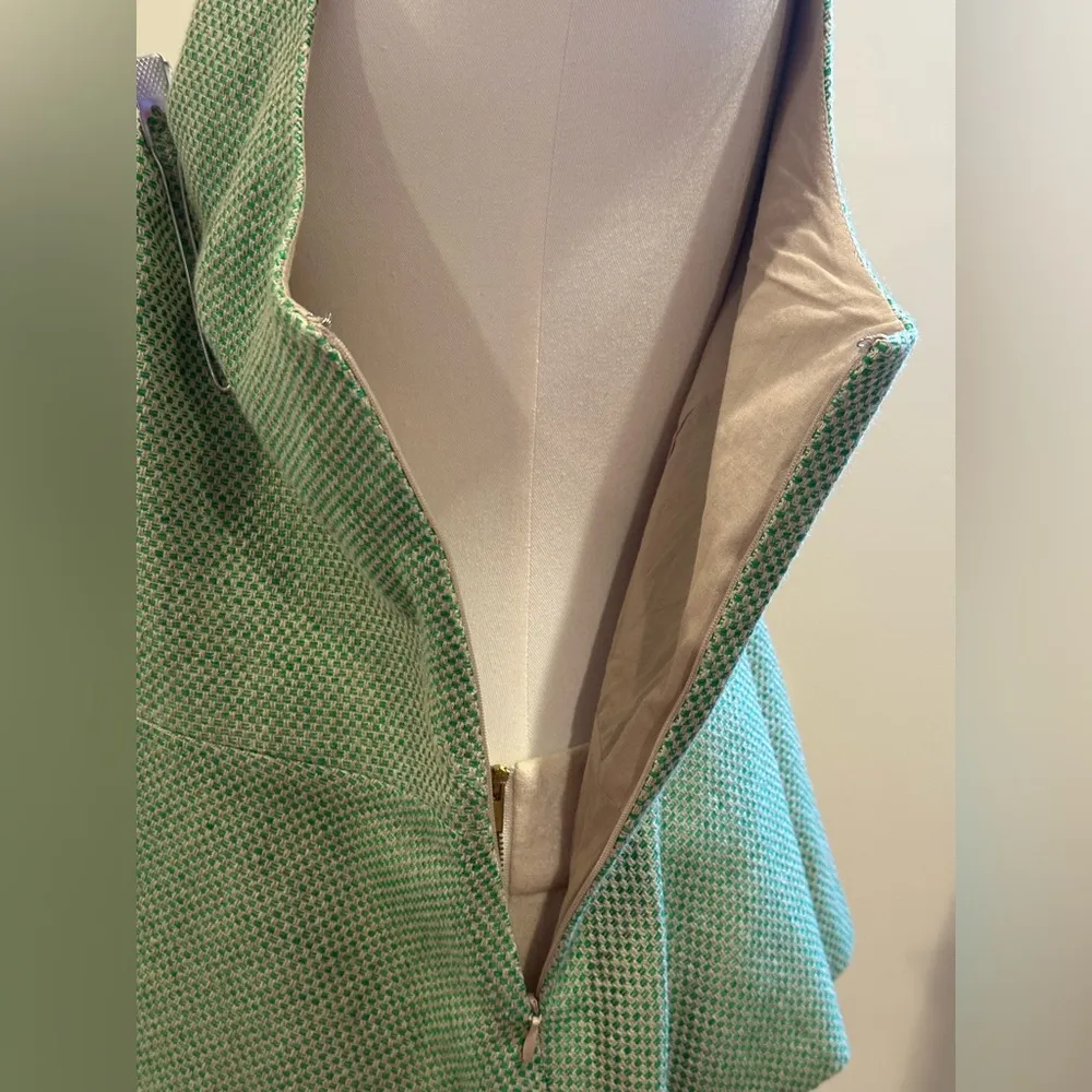 Banana Republic NWT Green Cream Tiny Checkered Sleeveless Peplum Tank.Sz 10. - Image 7