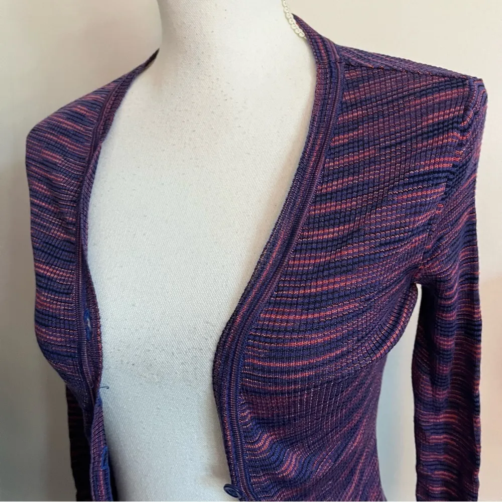 M by Missoni • Purple Mini Stripe Pattern Cardigan Size XS - Image 2