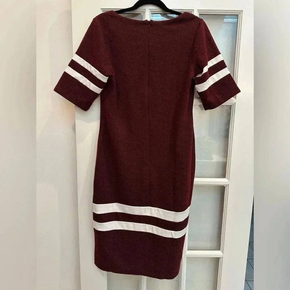 Ashley Stewart Varsity Stripe Dress Size 12 NWT Black Burgundy Heathered - Image 3