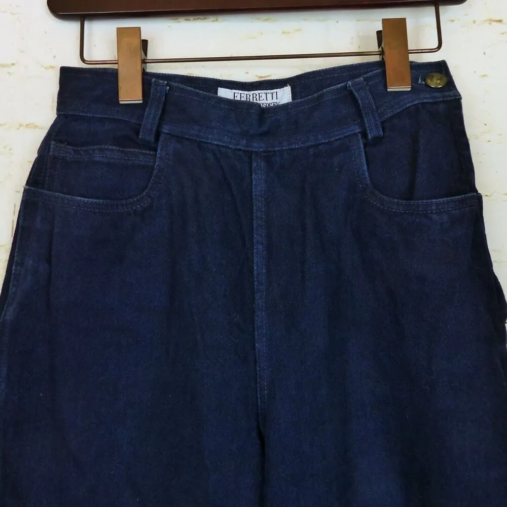 VTG 90s Alberta Ferretti Jean Philosophy Women 8US Denim Flare Button Legs Italy Blue Size 8 - Image 3